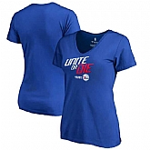 Women Philadelphia 76ers Fanatics Branded 2018 NBA Playoffs Slogan Plus Size V Neck T-Shirt Royal,baseball caps,new era cap wholesale,wholesale hats